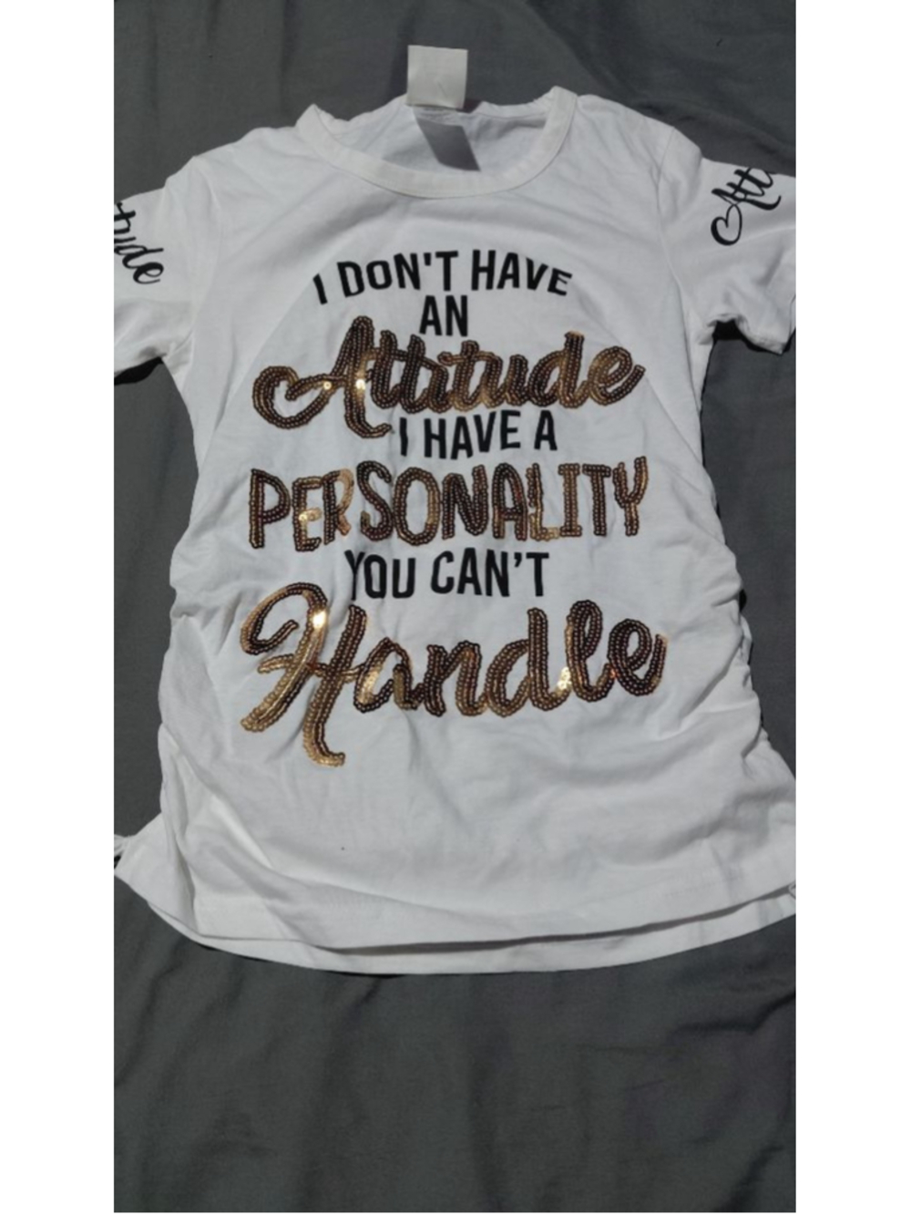 Women's Unbranded Short Sleeve Tee S White Gold Sequin